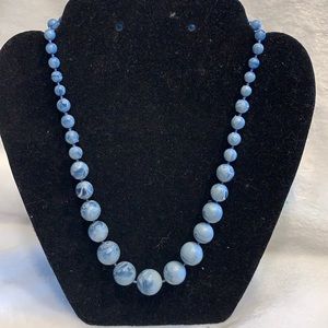 6/$20 Blue Marbleized 18" Lightweight Necklace.